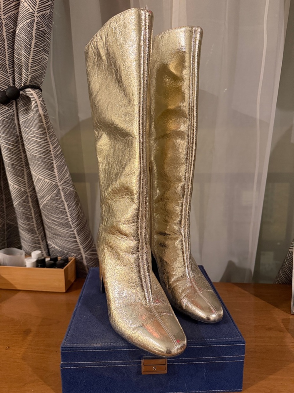 a new day Metallic Gold Knee-High Heeled Boots